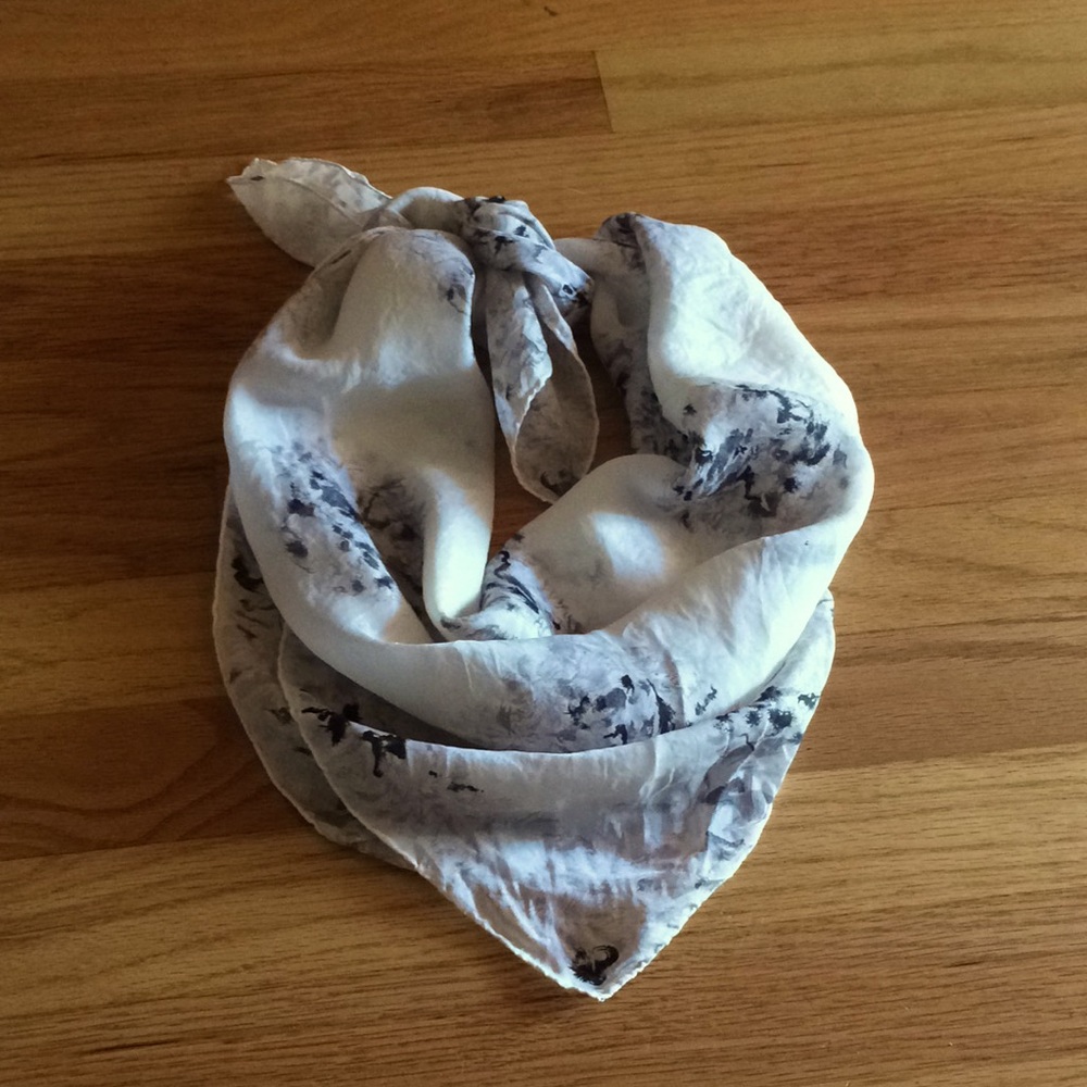 Grey Floral Silky Square Scarf